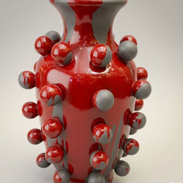 RED BURGUNDY CERAMIC VASE