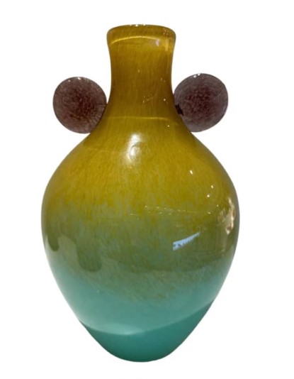 AMBER-BLUE GLASS VASE
