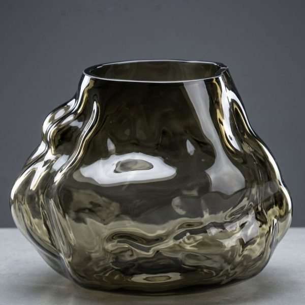 DARK GREY GLASS VASE