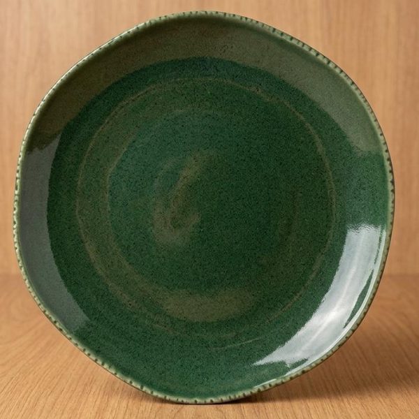 SHINY GREEN DINNER PLATE STONEWARE