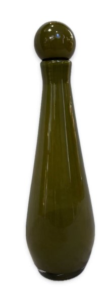 GREEN GLASS VASE WITH BALL COVER