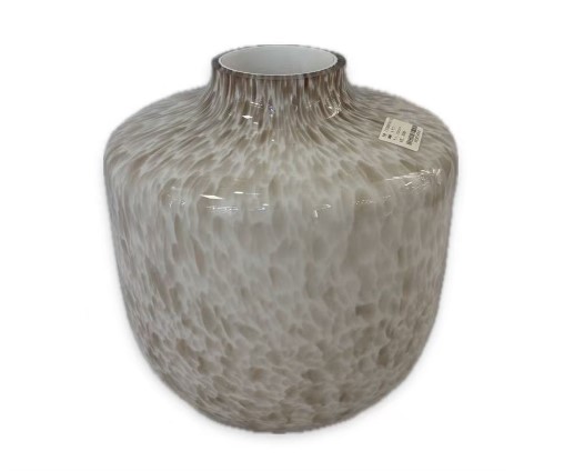 BEIGE WHITE GLASS VASE