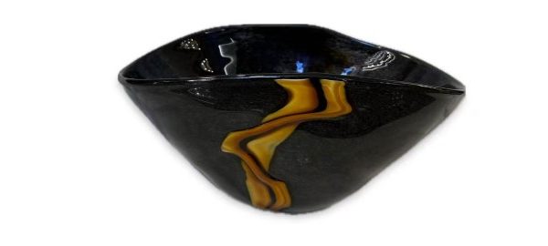 BLACK YELLOW GLASS BOWL