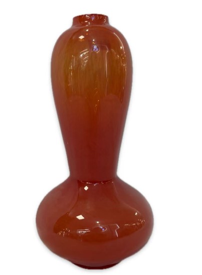 RED ORANGE GLASS VASE