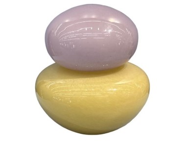 PURPLE AND YELLOW GLASS WITH BALL COVER