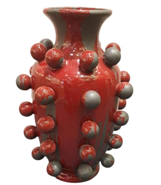 RED BURGUNDY CERAMIC VASE