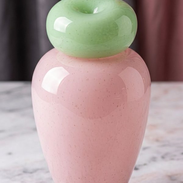 PINK GREEN GLASS VASE