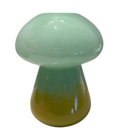 GREEN-AMBER GLASS VASE