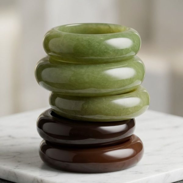 GREEN BROWN GLASS VASE