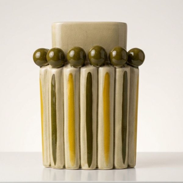 YELLOW GREEN CERAMIC VASE