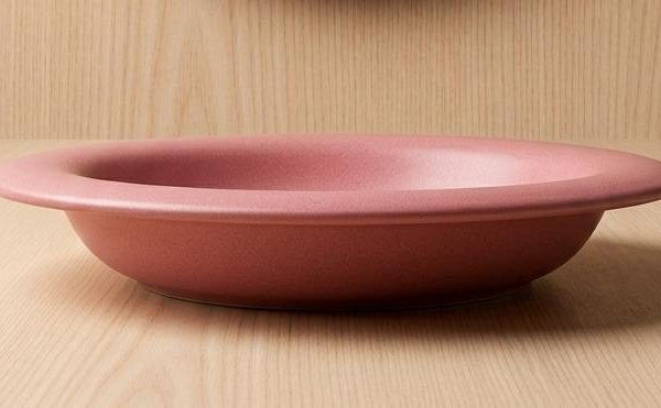 PINK SOUP PLATE STONEWARE