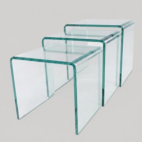 SET OF 3 GLASS SIDE TABLES