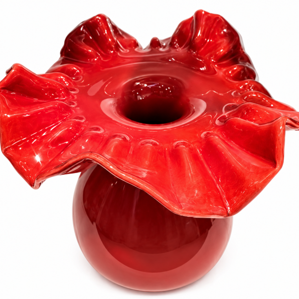 RED GLASS VASE