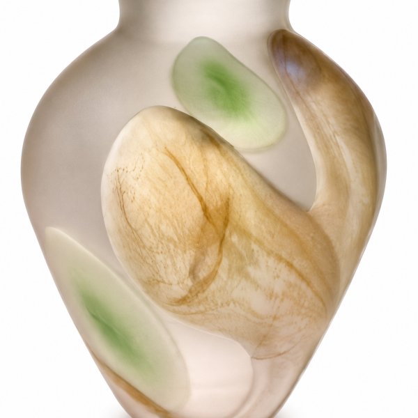 AMBER GREEN GLASS VASE